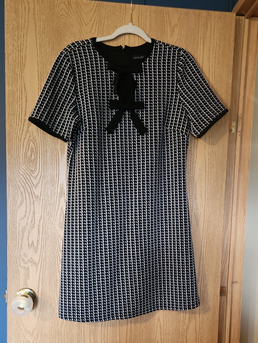 Cynthia Rowley Houndstooth Dress With Bow Details Size L